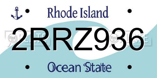 2RRZ936 Rhode Island License Plate