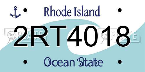 2RT4018 Rhode Island License Plate