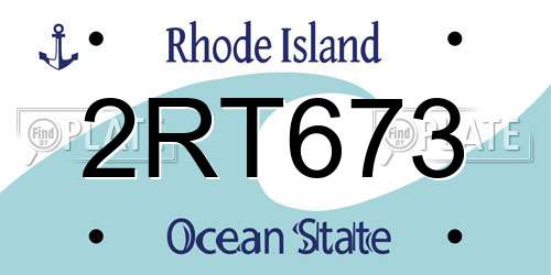 2RT673 Rhode Island License Plate