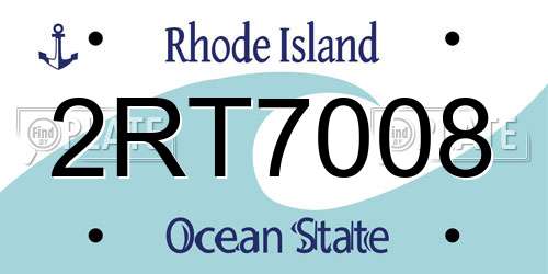2RT7008 Rhode Island License Plate