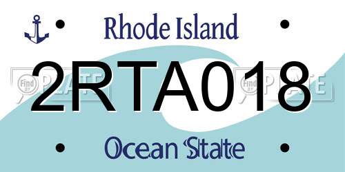 2RTA018 Rhode Island License Plate