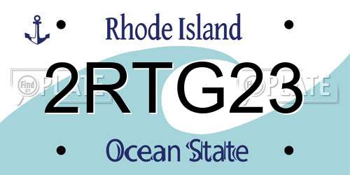 2RTG23 Rhode Island License Plate