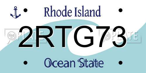 2RTG73 Rhode Island License Plate