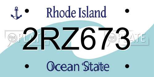 2RZ673 Rhode Island License Plate