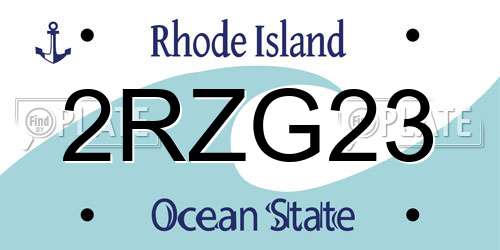 2RZG23 Rhode Island License Plate