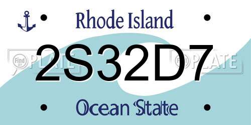 2S32D7 Rhode Island License Plate
