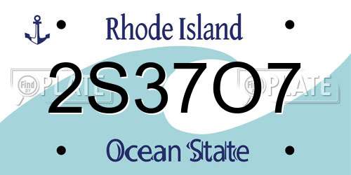 2S37O7 Rhode Island License Plate