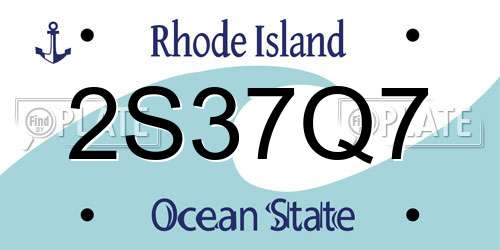 2S37Q7 Rhode Island License Plate