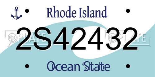 2S42432 Rhode Island License Plate