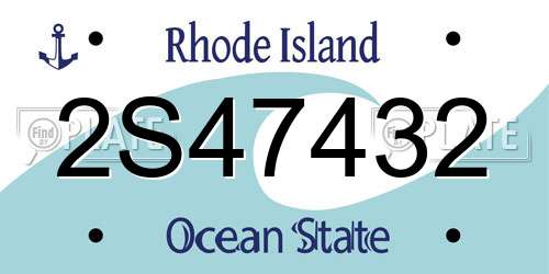 2S47432 Rhode Island License Plate