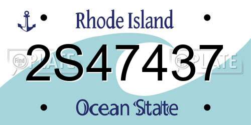 2S47437 Rhode Island License Plate