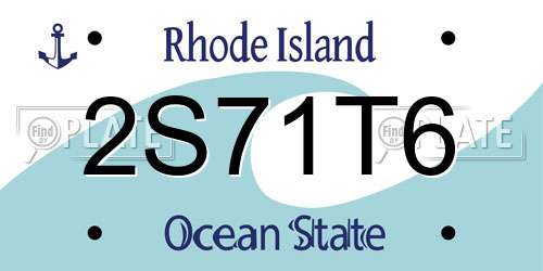 2S71T6 Rhode Island License Plate
