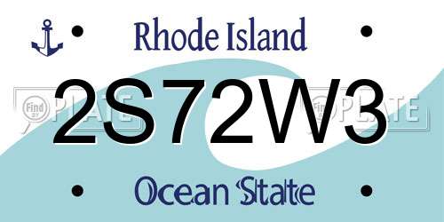 2S72W3 Rhode Island License Plate