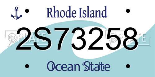 2S73258 Rhode Island License Plate
