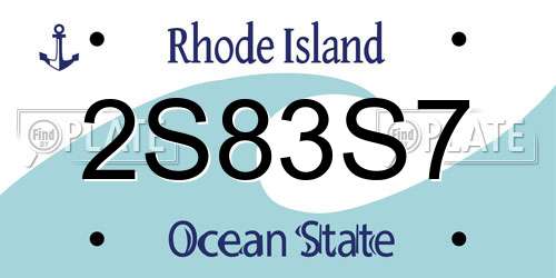 2S83S7 Rhode Island License Plate