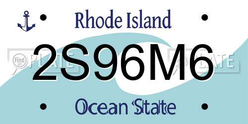 2S96M6 Rhode Island License Plate