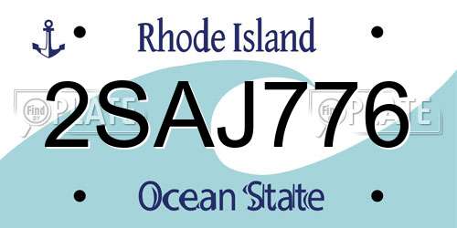 2SAJ776 Rhode Island License Plate