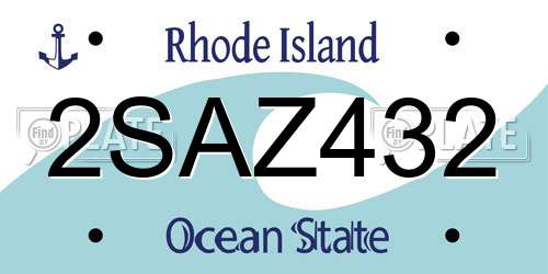 2SAZ432 Rhode Island License Plate