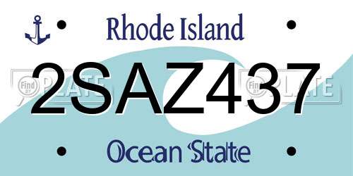 2SAZ437 Rhode Island License Plate