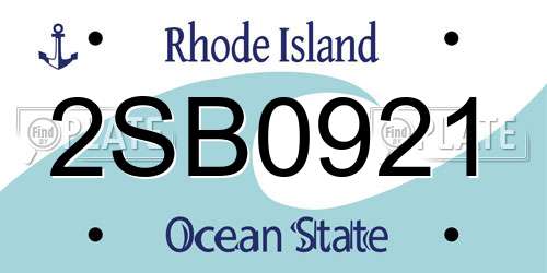 2SB0921 Rhode Island License Plate