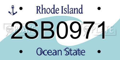 2SB0971 Rhode Island License Plate