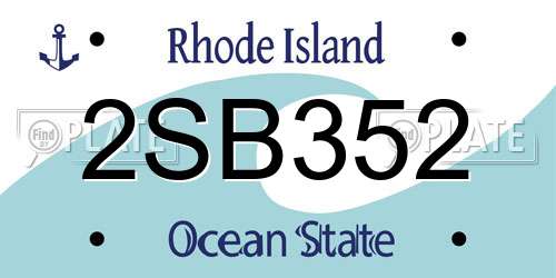 2SB352 Rhode Island License Plate