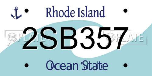 2SB357 Rhode Island License Plate