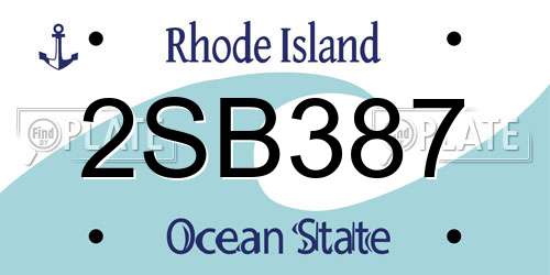 2SB387 Rhode Island License Plate