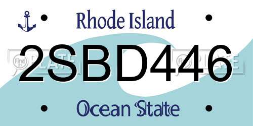 2SBD446 Rhode Island License Plate