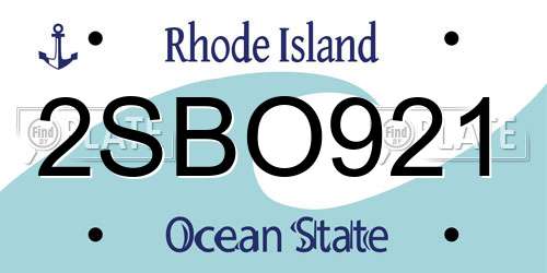 2SBO921 Rhode Island License Plate
