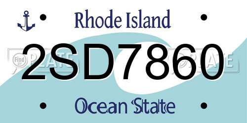 2SD7860 Rhode Island License Plate