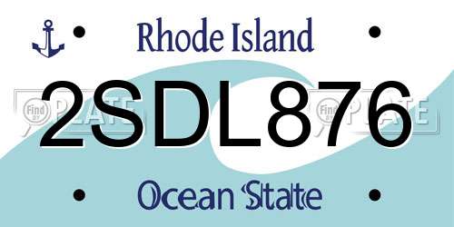 2SDL876 Rhode Island License Plate
