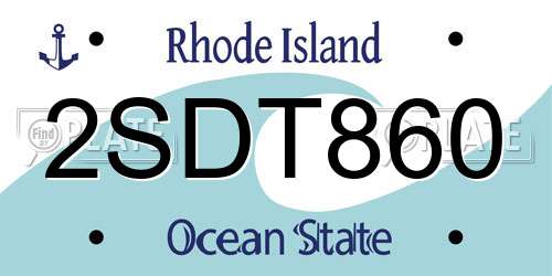 2SDT860 Rhode Island License Plate