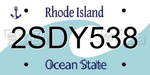 2SDY538 Rhode Island License Plate