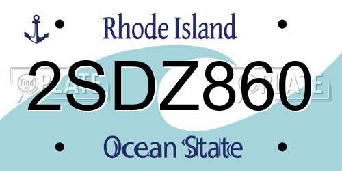 2SDZ860 Rhode Island License Plate