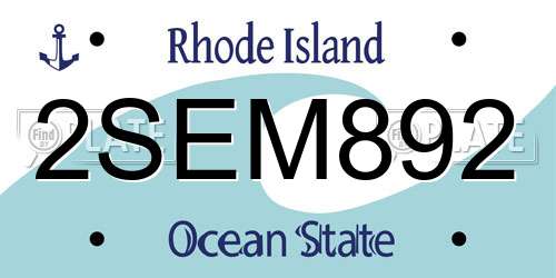 2SEM892 Rhode Island License Plate