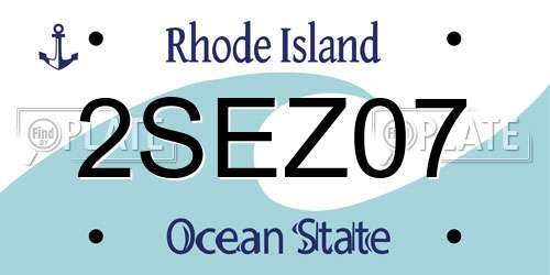 2SEZ07 Rhode Island License Plate