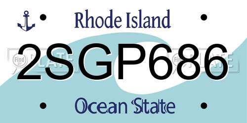 2SGP686 Rhode Island License Plate