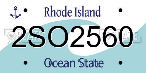 2SO2560 Rhode Island License Plate