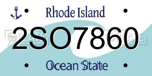 2SO7860 Rhode Island License Plate