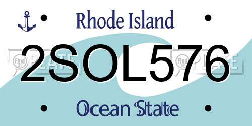 2SOL576 Rhode Island License Plate