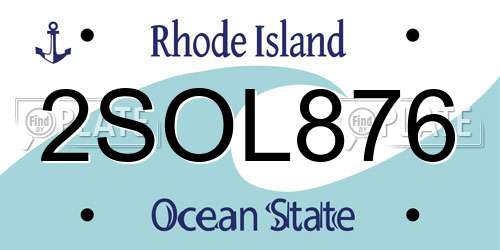 2SOL876 Rhode Island License Plate
