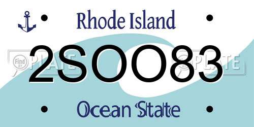 2SOO83 Rhode Island License Plate