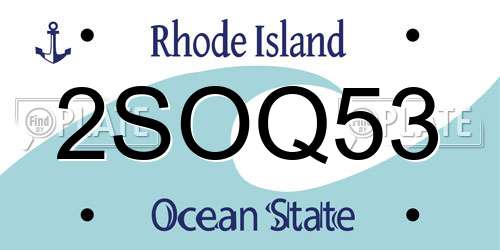 2SOQ53 Rhode Island License Plate