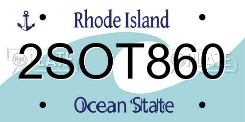 2SOT860 Rhode Island License Plate