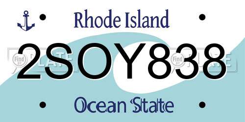 2SOY838 Rhode Island License Plate