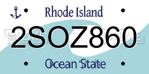 2SOZ860 Rhode Island License Plate