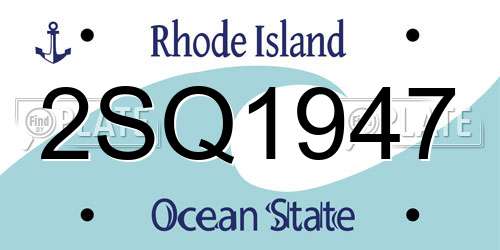 2SQ1947 Rhode Island License Plate