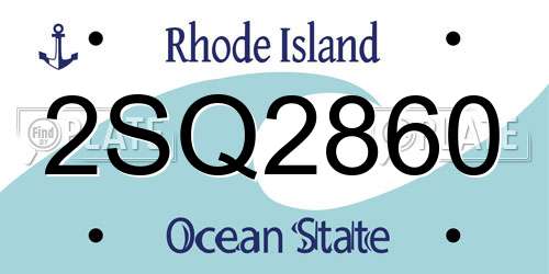 2SQ2860 Rhode Island License Plate