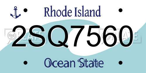 2SQ7560 Rhode Island License Plate